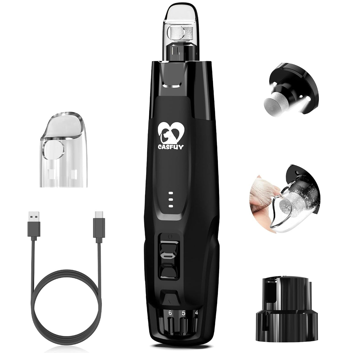 New 6-Speed Dog Nail Grinder - 50% More Power Dog Nail Trimmers with 2 LED Lights Quiet 7h Running Time Electric Pet Nail Grinder File Toenail Grinder for Large Medium Small Dogs & Cats (DB)