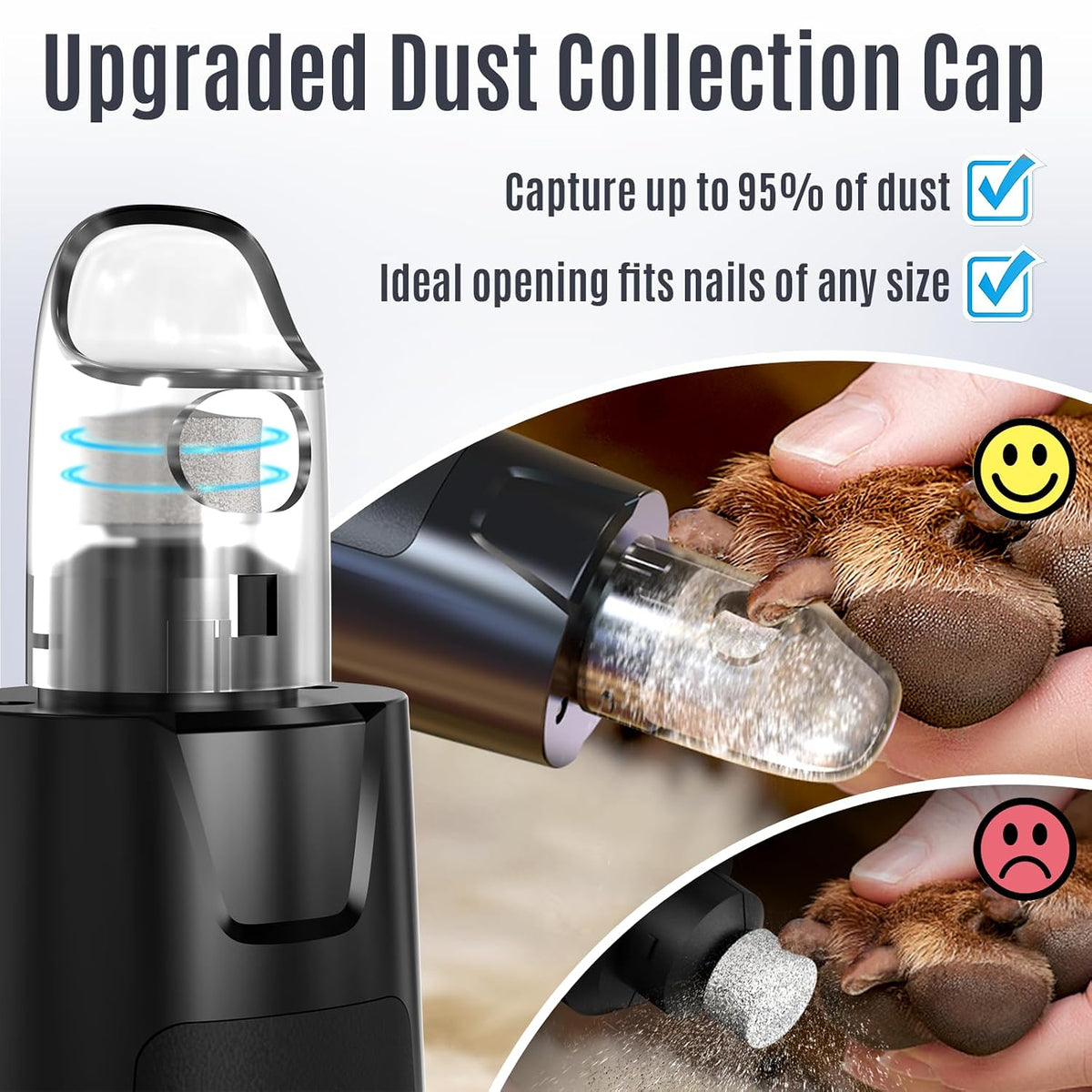 New 6-Speed Dog Nail Grinder - 50% More Power Dog Nail Trimmers with 2 LED Lights Quiet 7h Running Time Electric Pet Nail Grinder File Toenail Grinder for Large Medium Small Dogs & Cats (DB)