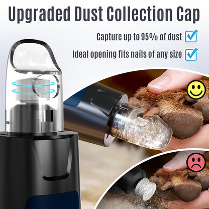 New 6-Speed Dog Nail Grinder - 50% More Power Dog Nail Trimmers with 2 LED Lights Quiet 7h Running Time Electric Pet Nail Grinder File Toenail Grinder for Large Medium Small Dogs & Cats (DB)