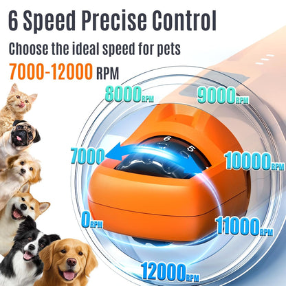 New 6-Speed Dog Nail Grinder - 50% More Power Dog Nail Trimmers with 2 LED Lights Quiet 7h Running Time Electric Pet Nail Grinder File Toenail Grinder for Large Medium Small Dogs & Cats (DB)