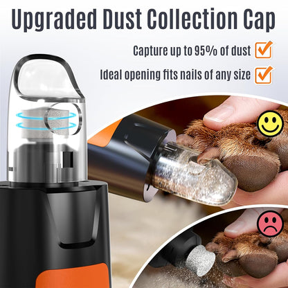 New 6-Speed Dog Nail Grinder - 50% More Power Dog Nail Trimmers with 2 LED Lights Quiet 7h Running Time Electric Pet Nail Grinder File Toenail Grinder for Large Medium Small Dogs & Cats (DB)