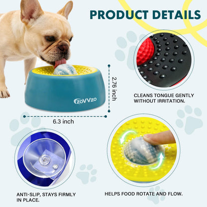 Rolling Ball Dog Lick Bowl, Slow Feeder Dog Bowls, Non-Slip Design