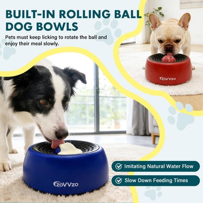Rolling Ball Dog Lick Bowl, Slow Feeder Dog Bowls, Non-Slip Design