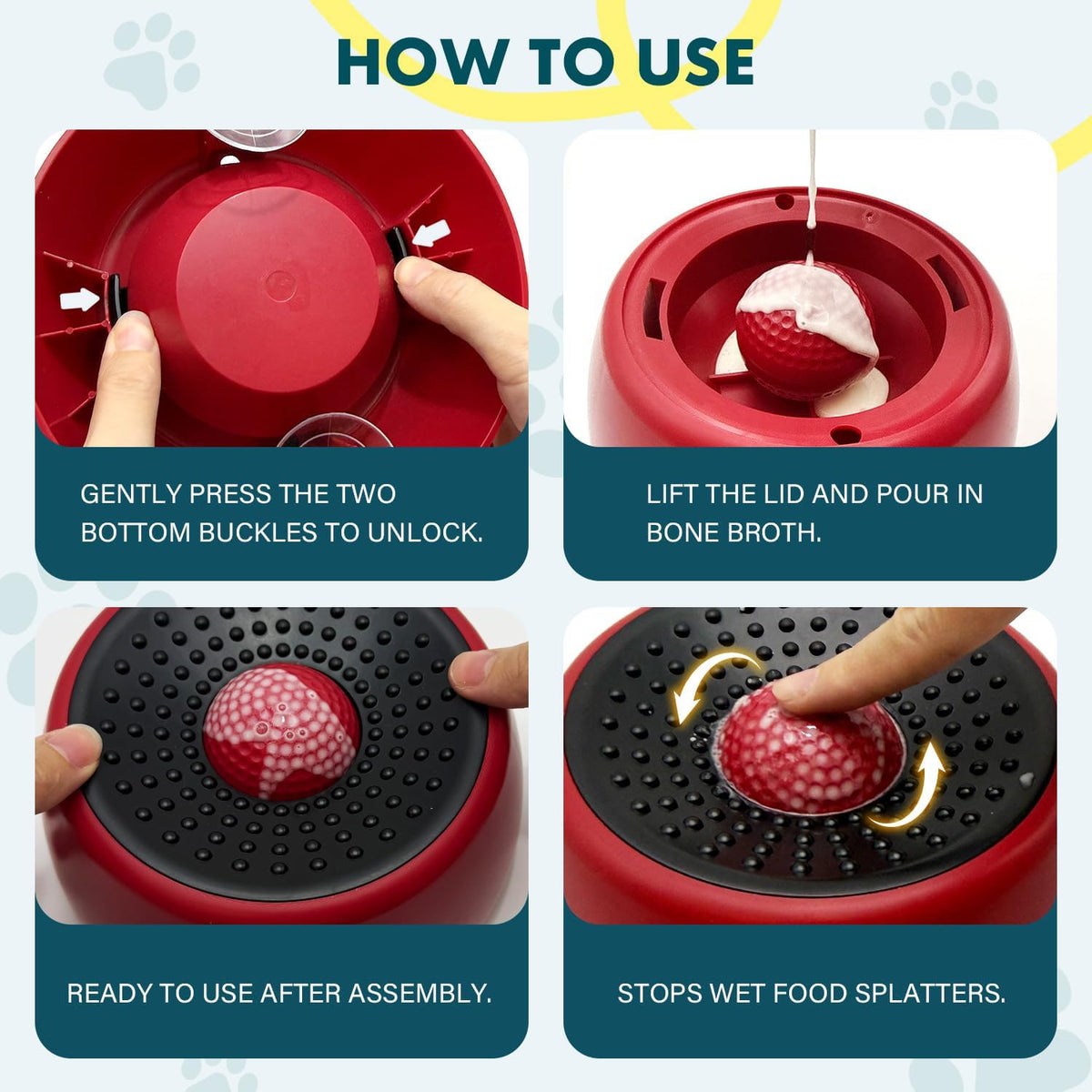 Rolling Ball Dog Lick Bowl, Slow Feeder Dog Bowls, Non-Slip Design