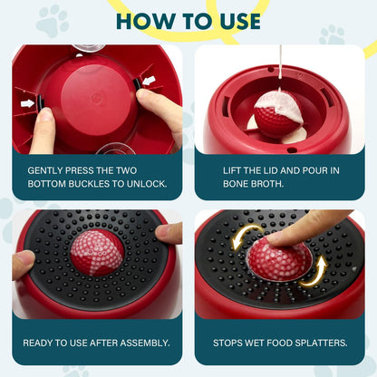 Rolling Ball Dog Lick Bowl, Slow Feeder Dog Bowls, Non-Slip Design
