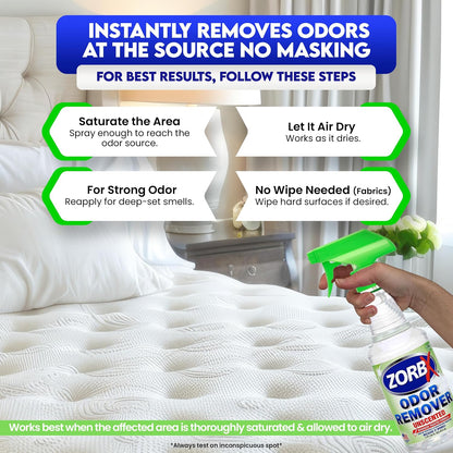 Unscented Odor Remover Spray 16 Oz, Hospital-Grade Formula