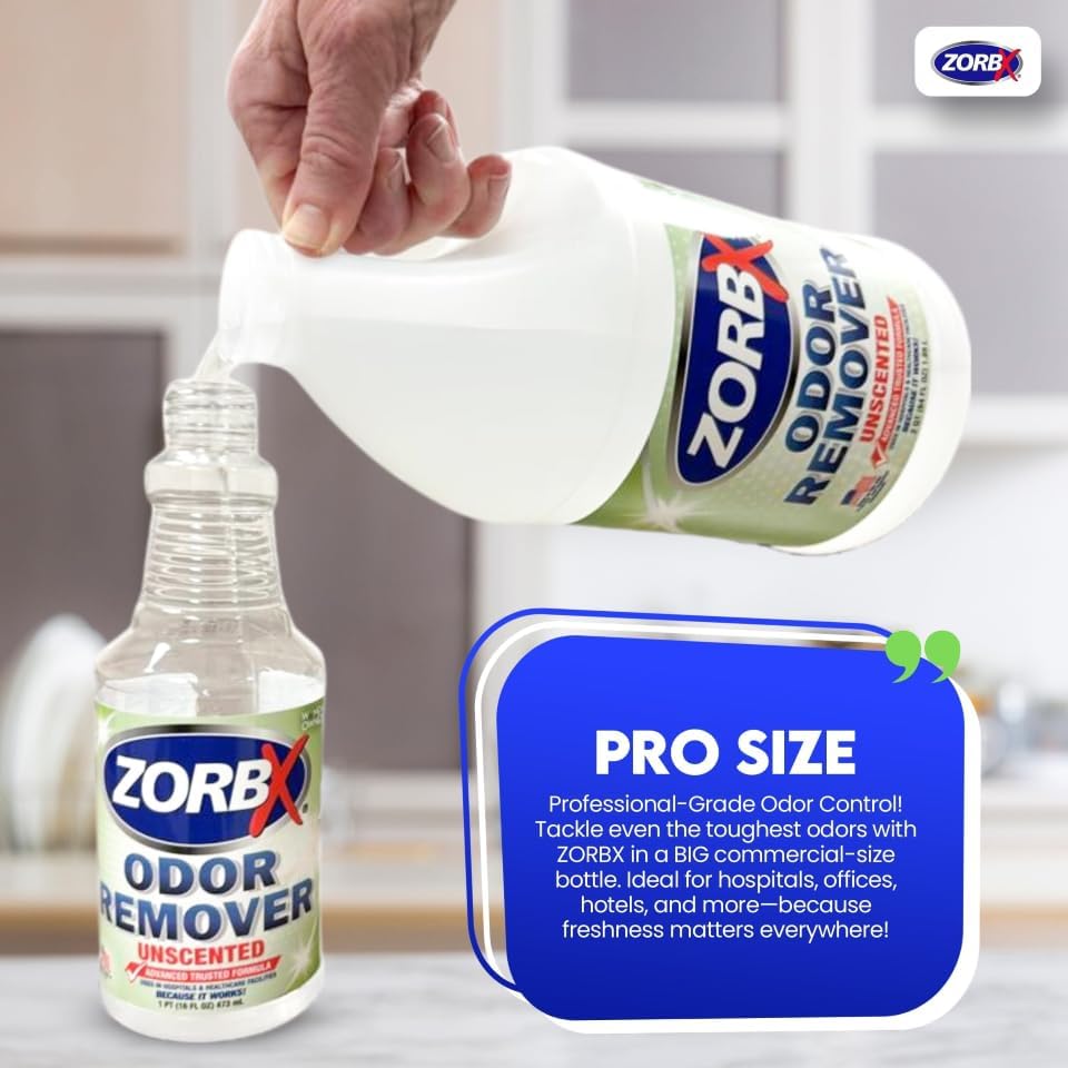 Unscented Odor Remover Spray 16 Oz, Hospital-Grade Formula
