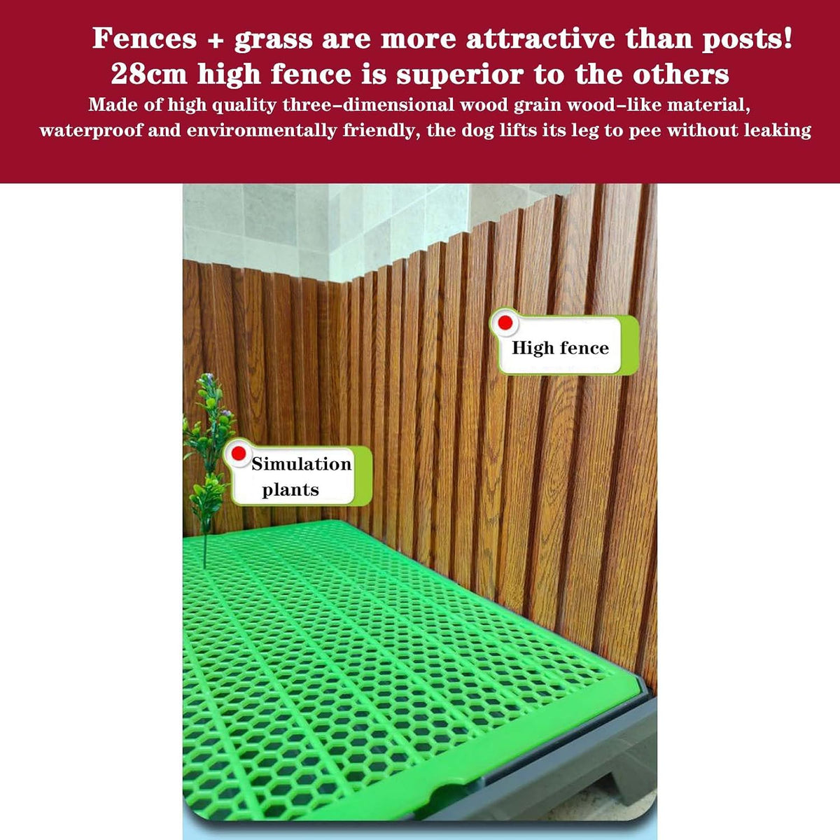 Dog Toilet, Three Sides Fence, Automatic Urination, Size 30 * 45cm, Green Colour (A)