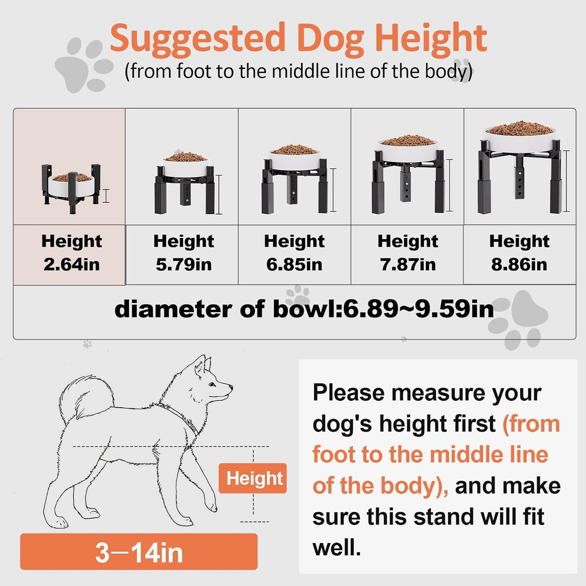 XIAZ Dog Bowl Stand Elevated Food Water Bowl Holder for Large Medium Small Sized Dog, Heights&Width Adjustable, Non-Slip, Durable, Elevated Feeding Bowl Stand for All Dogs Bowls (Stand Only)