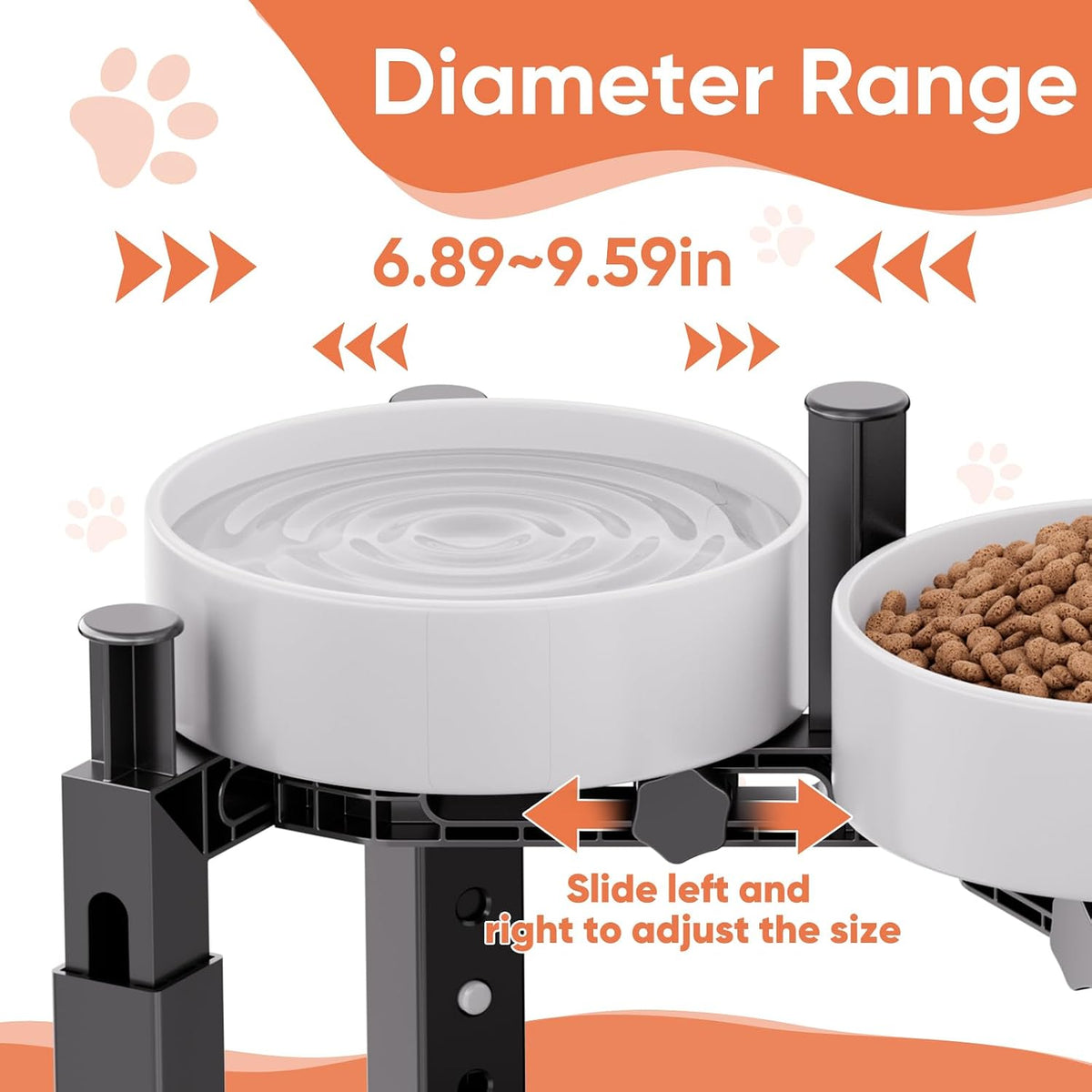 XIAZ Dog Bowl Stand Elevated Food Water Bowl Holder for Large Medium Small Sized Dog, Heights&Width Adjustable, Non-Slip, Durable, Elevated Feeding Bowl Stand for All Dogs Bowls (Stand Only)