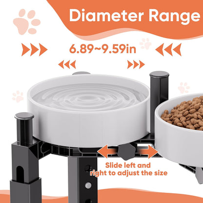 XIAZ Dog Bowl Stand Elevated Food Water Bowl Holder for Large Medium Small Sized Dog, Heights&Width Adjustable, Non-Slip, Durable, Elevated Feeding Bowl Stand for All Dogs Bowls (Stand Only)