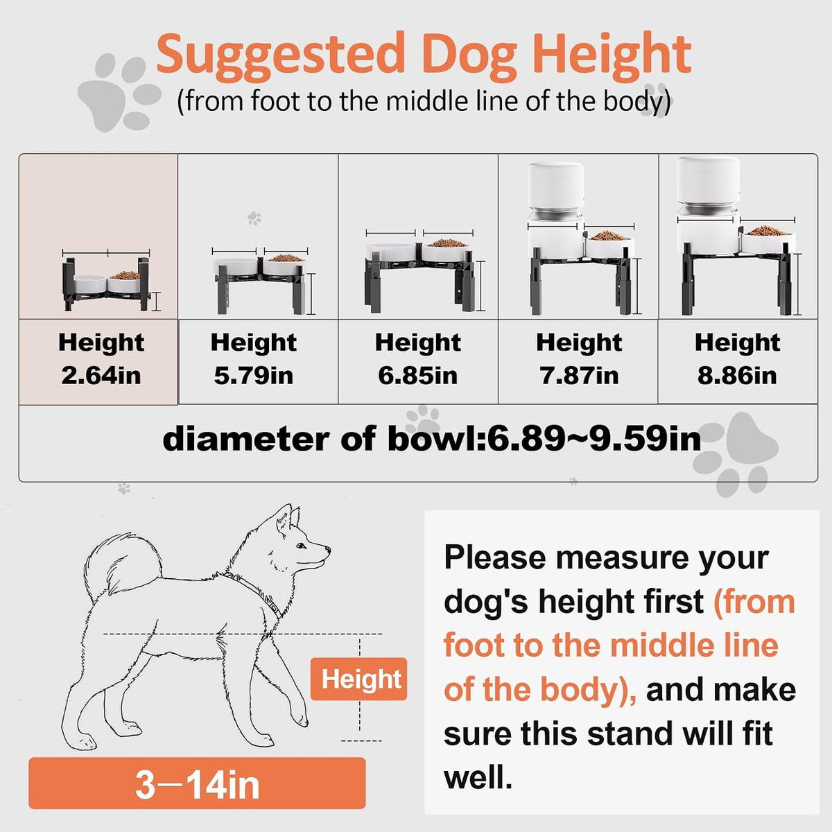XIAZ Dog Bowl Stand Elevated Food Water Bowl Holder for Large Medium Small Sized Dog, Heights&Width Adjustable, Non-Slip, Durable, Elevated Feeding Bowl Stand for All Dogs Bowls (Stand Only)