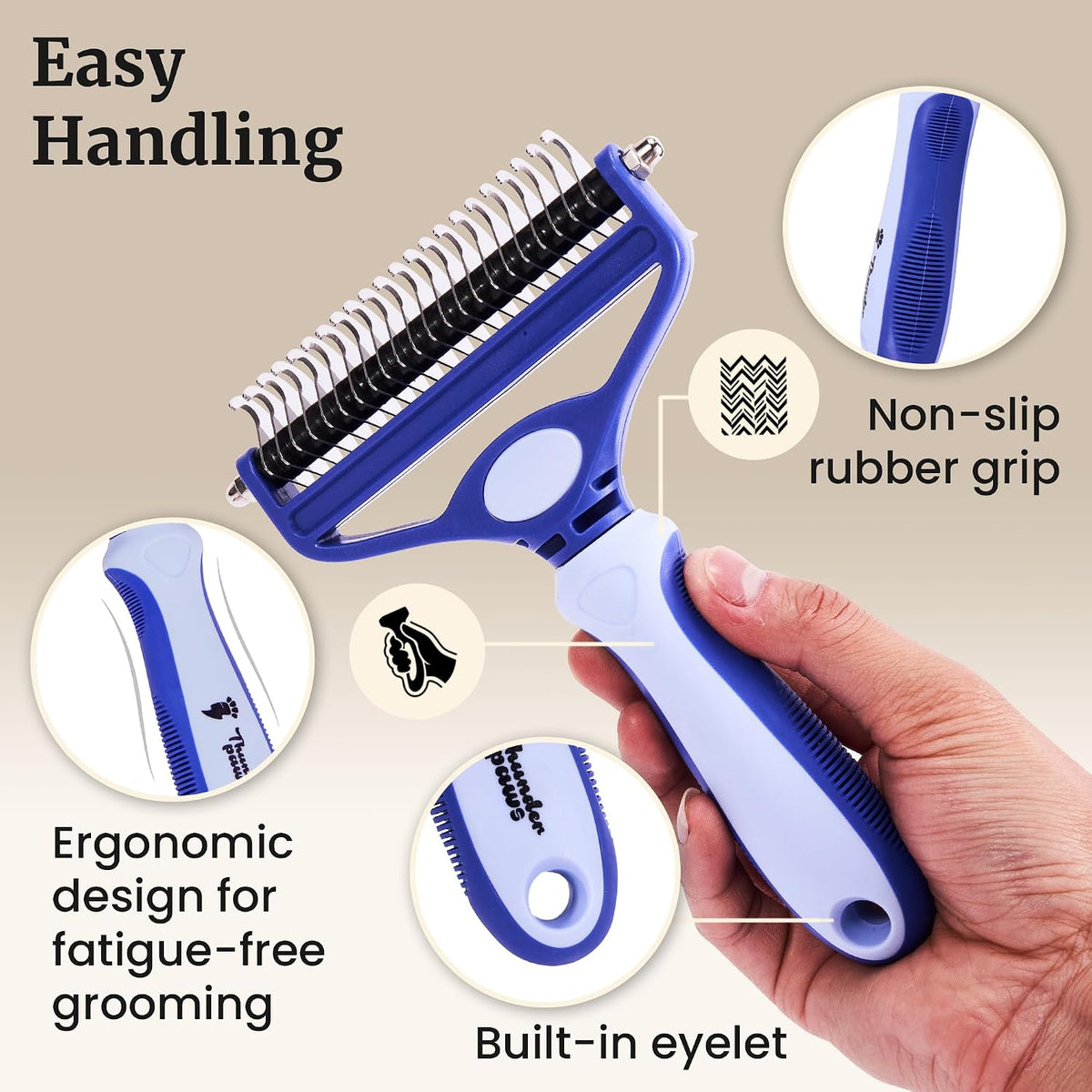 2-in-1 Deshedding Brush and Dematting Rake - Double Coat Undercoat Grooming Tool for Dogs and Cats, Reduces Shedding by Up to 95% (Electric Blue)