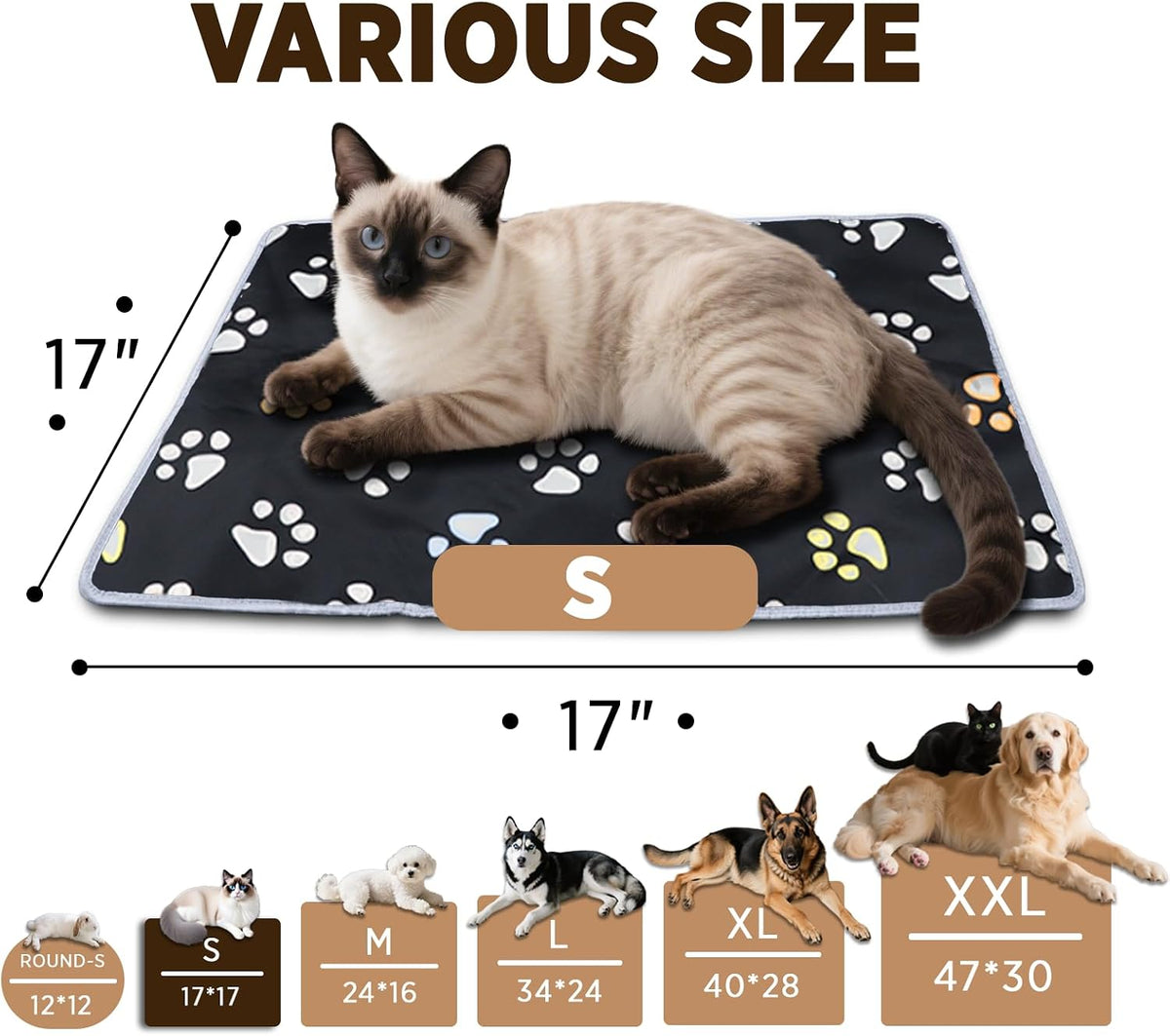 furrybaby Pet Heating Pad for Cats & Dogs,Waterproof,Anti-Bite Warming Mat