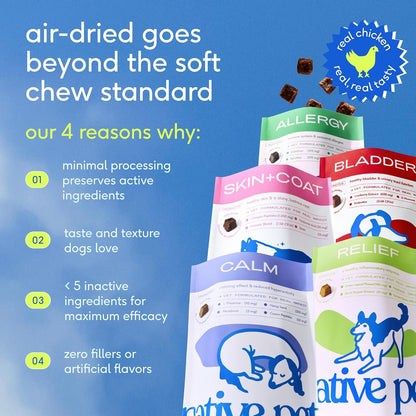 Calming Chews for Dogs - Promotes Calming Effect, Supports Emotional Balance & Reduces Hyperactivity - Hemp Seed, Melatonin for Dogs, L-Theanine & Casein - Air-Dried 30 Chews