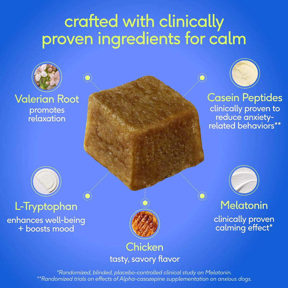 Calming Chews for Dogs - Promotes Calming Effect, Supports Emotional Balance & Reduces Hyperactivity - Hemp Seed, Melatonin for Dogs, L-Theanine & Casein - Air-Dried 30 Chews