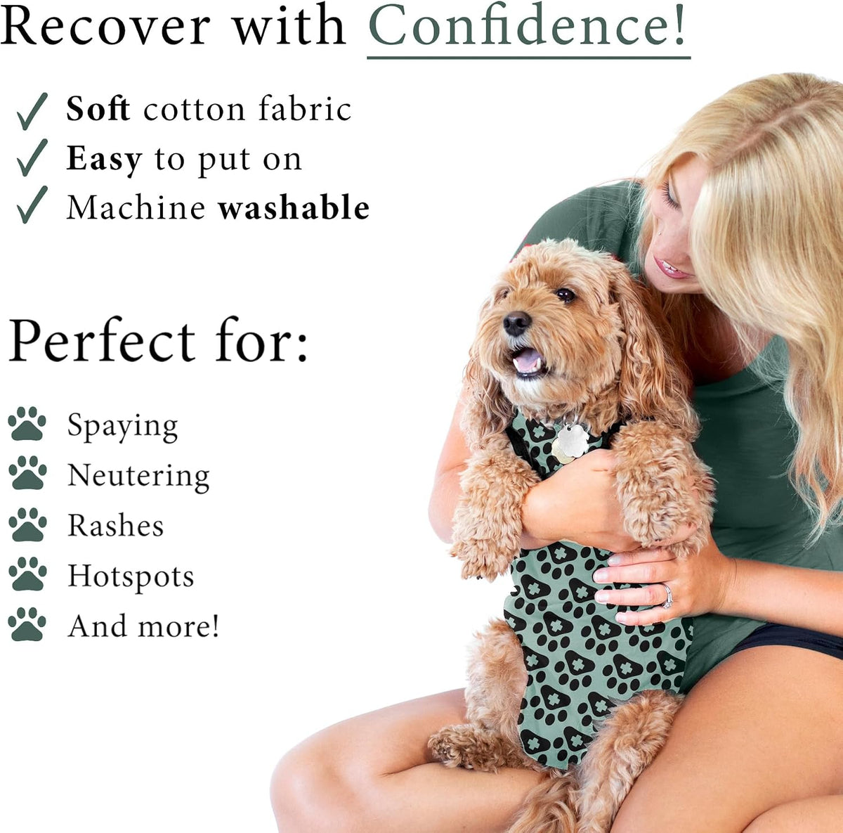 Dog Surgery Recovery Suit, Male Female After Spay Neuter Onesie