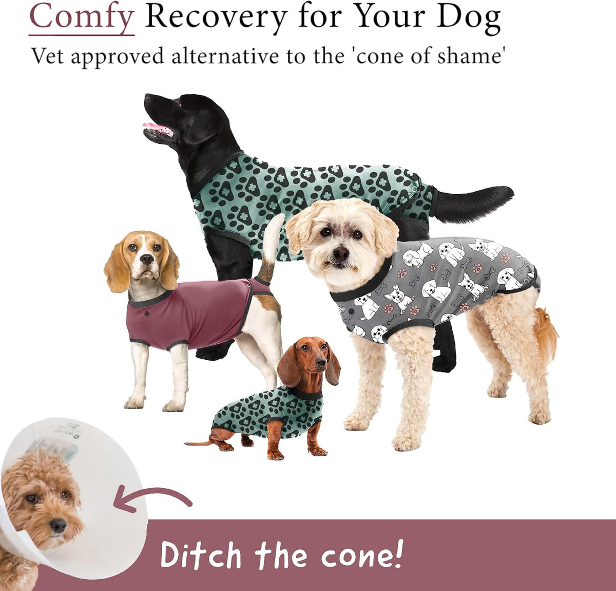 Dog Surgery Recovery Suit, Male Female After Spay Neuter Onesie