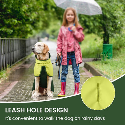 Dog Raincoat, Waterproof Rain Jacket with Hood, Green, S