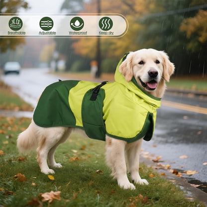 Dog Raincoat, Waterproof Rain Jacket with Hood, Green, S