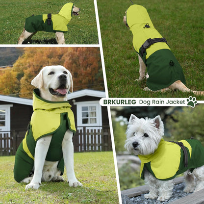 Dog Raincoat, Waterproof Rain Jacket with Hood, Green, S