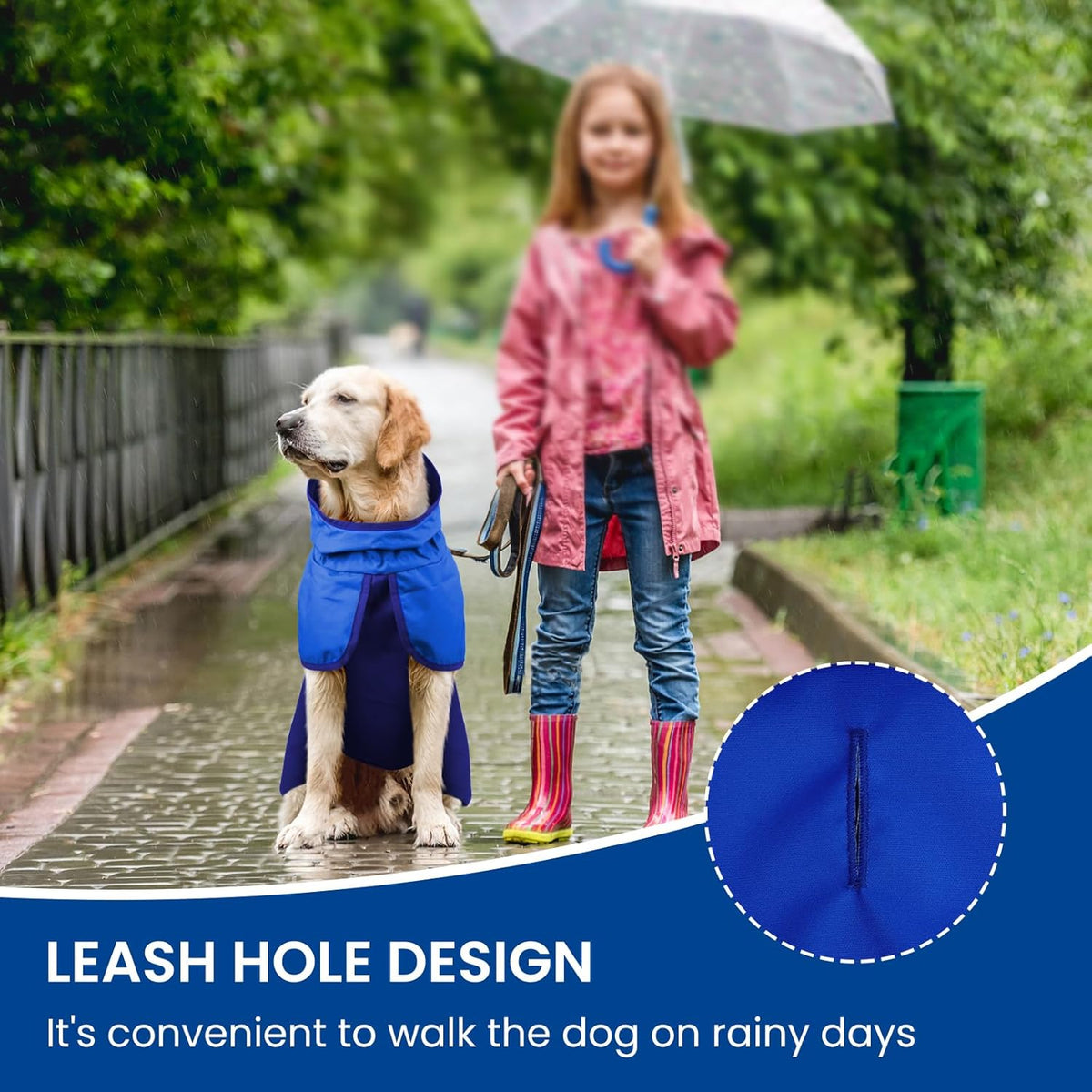 Dog Raincoat, Waterproof Rain Jacket with Hood, Green, S