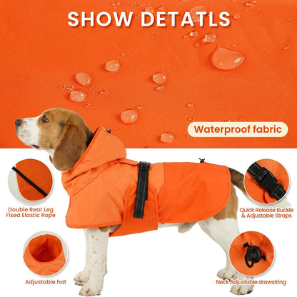 Dog Raincoat, Waterproof Rain Jacket with Hood, Green, S