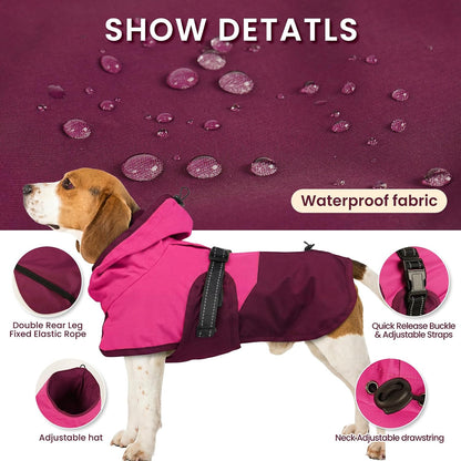 Dog Raincoat, Waterproof Rain Jacket with Hood, Green, S