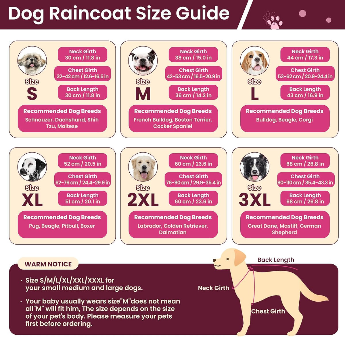 Dog Raincoat, Waterproof Rain Jacket with Hood, Green, S