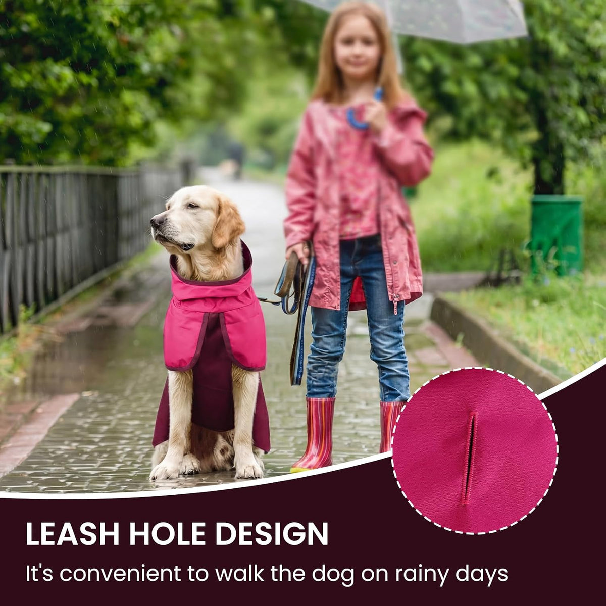 Dog Raincoat, Waterproof Rain Jacket with Hood, Green, S