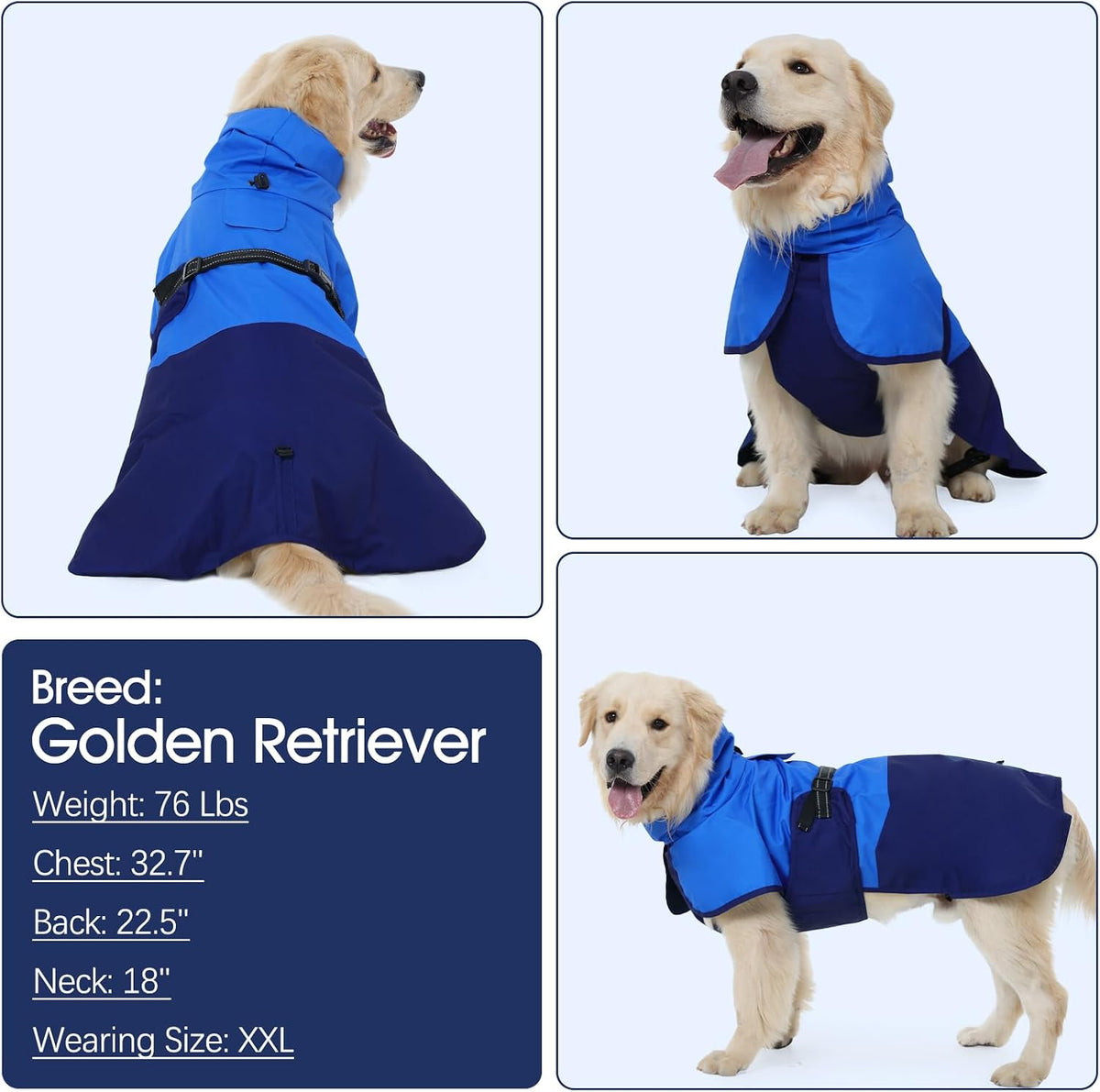Dog Raincoat, Waterproof Rain Jacket with Hood, Green, S