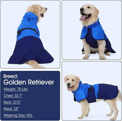 Dog Raincoat, Waterproof Rain Jacket with Hood, Green, S