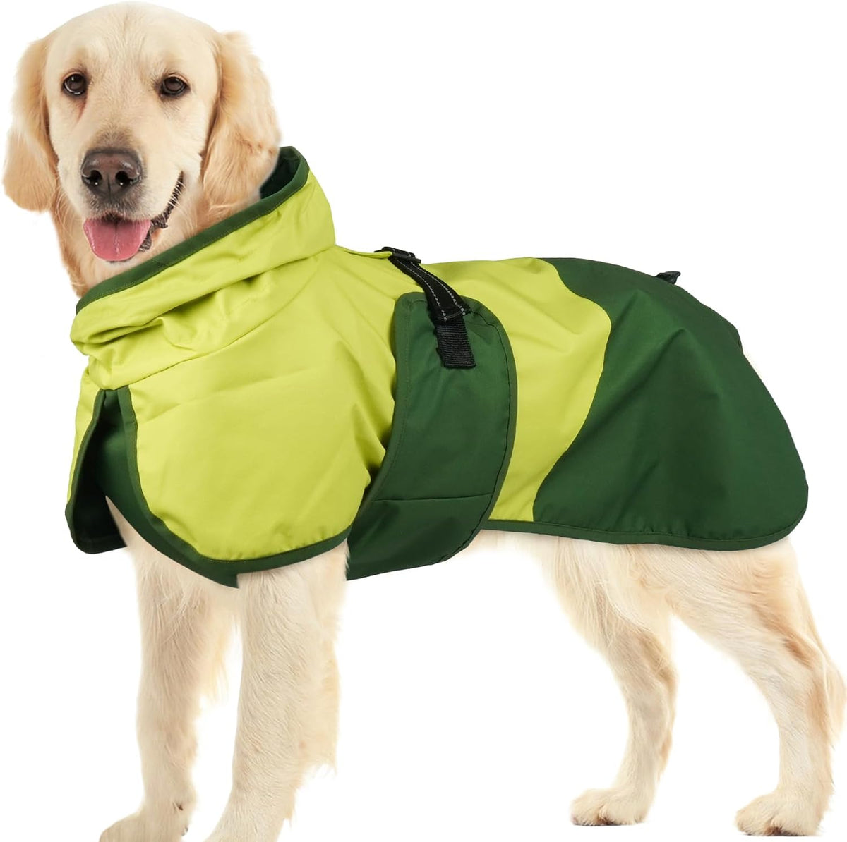 Dog Raincoat, Waterproof Rain Jacket with Hood, Green, S