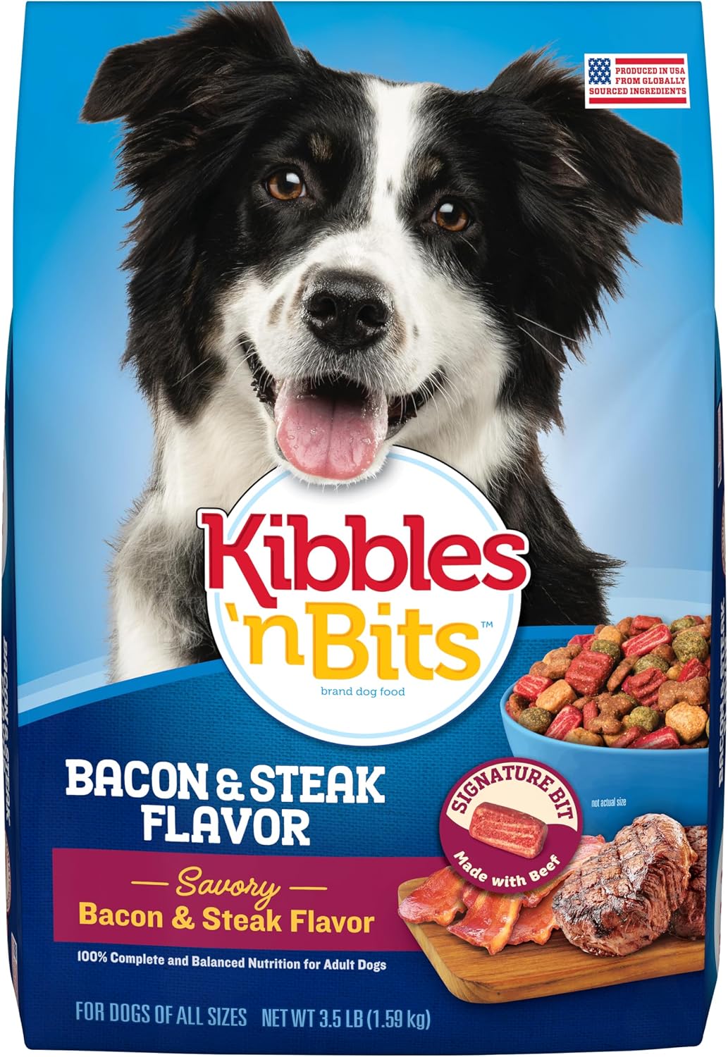 Dry Dog Food, Savory Bacon & Steak Flavor for Adult Dogs 16 lb. Bag