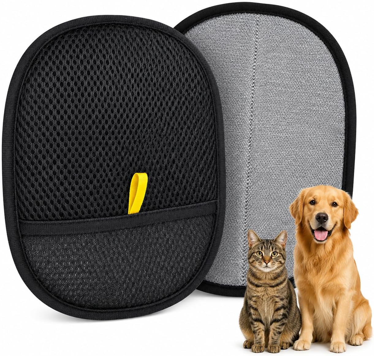 2 Pack Pet Hair Remover Mitts for Couch, Reusable Dog & Cat Hair Remover Gloves for Furniture, Clothes, Carpet, Bedding and Car Seats, Washable Lint Cleaner for Pet Fur
