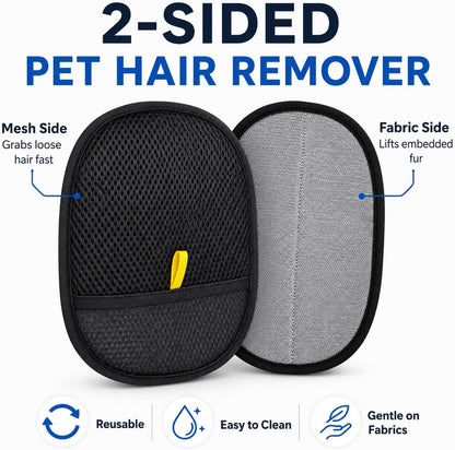 2 Pack Pet Hair Remover Mitts for Couch, Reusable Dog & Cat Hair Remover Gloves for Furniture, Clothes, Carpet, Bedding and Car Seats, Washable Lint Cleaner for Pet Fur