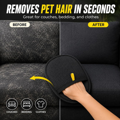 2 Pack Pet Hair Remover Mitts for Couch, Reusable Dog & Cat Hair Remover Gloves for Furniture, Clothes, Carpet, Bedding and Car Seats, Washable Lint Cleaner for Pet Fur