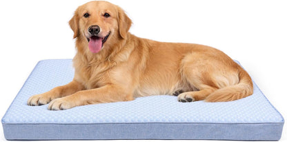 Orthopedic Memory Foam Dog Bed, Cooling Dog Beds Waterproof Pet Bed for Crate with Removable Washable Cover, L(35inch,65Lbs)