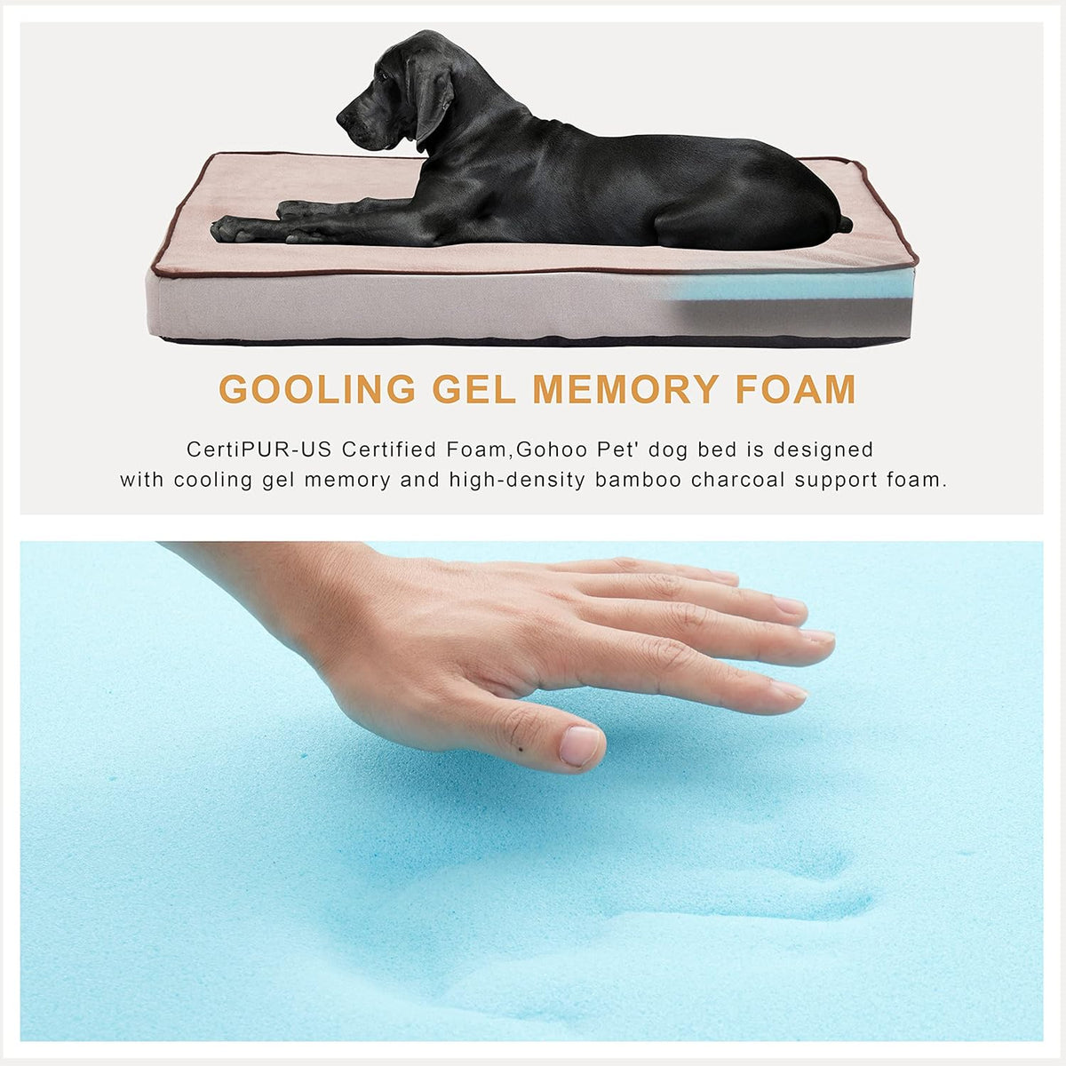 Orthopedic Memory Foam Dog Bed, Cooling Dog Beds Waterproof Pet Bed for Crate with Removable Washable Cover, L(35inch,65Lbs)