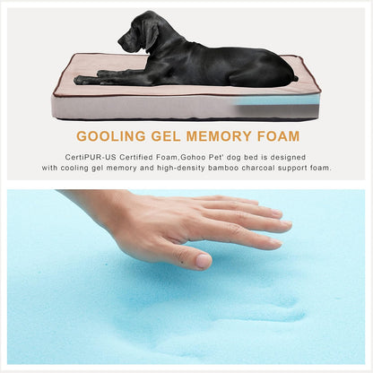 Orthopedic Memory Foam Dog Bed, Cooling Dog Beds Waterproof Pet Bed for Crate with Removable Washable Cover, L(35inch,65Lbs)