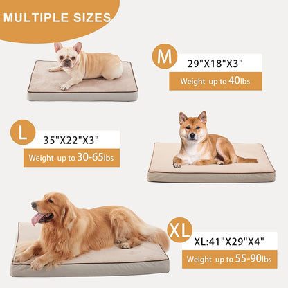 Orthopedic Memory Foam Dog Bed, Cooling Dog Beds Waterproof Pet Bed for Crate with Removable Washable Cover, L(35inch,65Lbs)