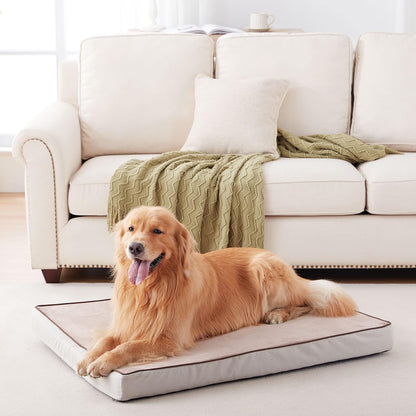 Orthopedic Memory Foam Dog Bed, Cooling Dog Beds Waterproof Pet Bed for Crate with Removable Washable Cover, L(35inch,65Lbs)
