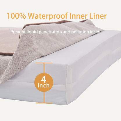 Orthopedic Memory Foam Dog Bed, Cooling Dog Beds Waterproof Pet Bed for Crate with Removable Washable Cover, L(35inch,65Lbs)