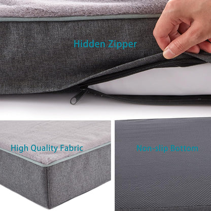 Orthopedic Memory Foam Dog Bed, Cooling Dog Beds Waterproof Pet Bed for Crate with Removable Washable Cover, L(35inch,65Lbs)