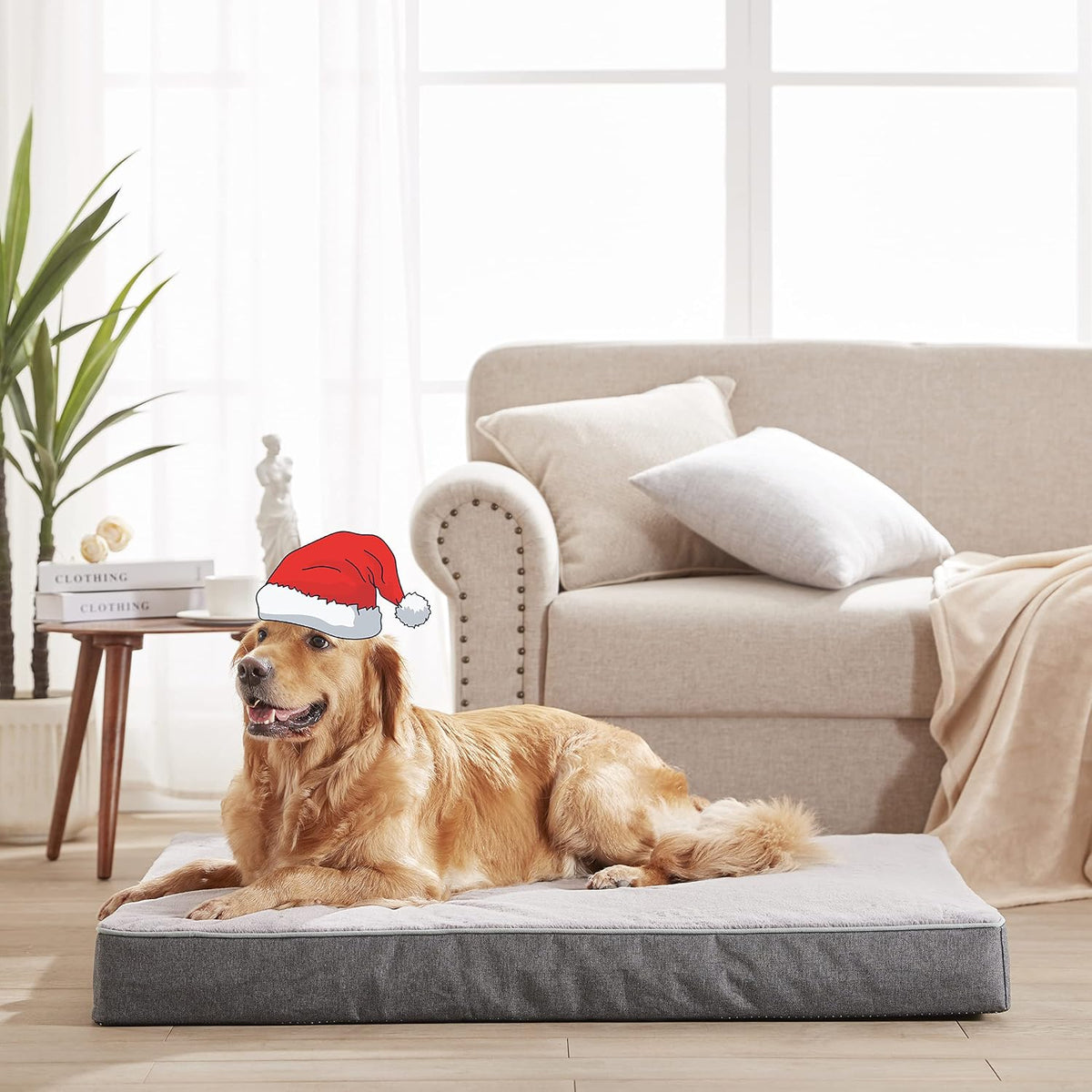 Orthopedic Memory Foam Dog Bed, Cooling Dog Beds Waterproof Pet Bed for Crate with Removable Washable Cover, L(35inch,65Lbs)