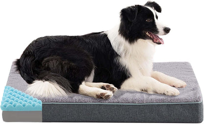 Orthopedic Memory Foam Dog Bed, Cooling Dog Beds Waterproof Pet Bed for Crate with Removable Washable Cover, L(35inch,65Lbs)