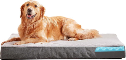 Orthopedic Memory Foam Dog Bed, Cooling Dog Beds Waterproof Pet Bed for Crate with Removable Washable Cover, L(35inch,65Lbs)