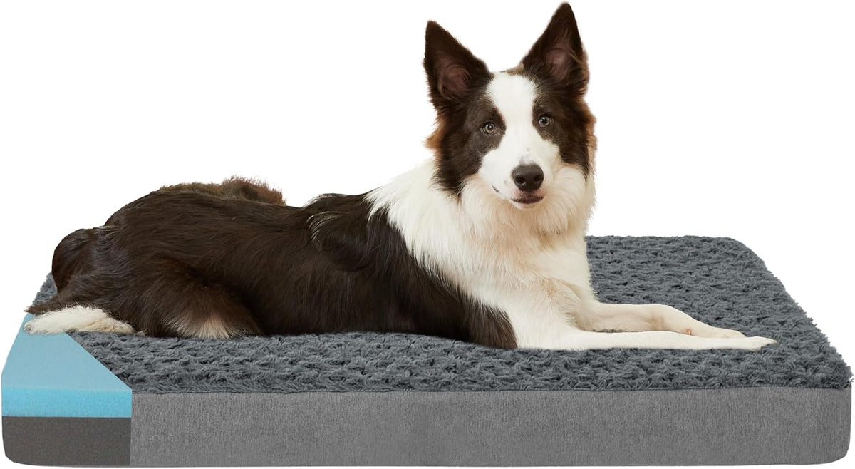 Orthopedic Memory Foam Dog Bed, Cooling Dog Beds Waterproof Pet Bed for Crate with Removable Washable Cover, L(35inch,65Lbs)
