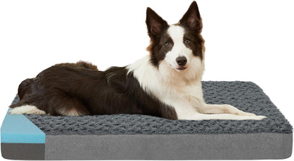 Orthopedic Memory Foam Dog Bed, Cooling Dog Beds Waterproof Pet Bed for Crate with Removable Washable Cover, L(35inch,65Lbs)