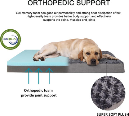 Orthopedic Memory Foam Dog Bed, Cooling Dog Beds Waterproof Pet Bed for Crate with Removable Washable Cover, L(35inch,65Lbs)
